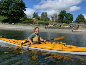 kayaking in front of beach